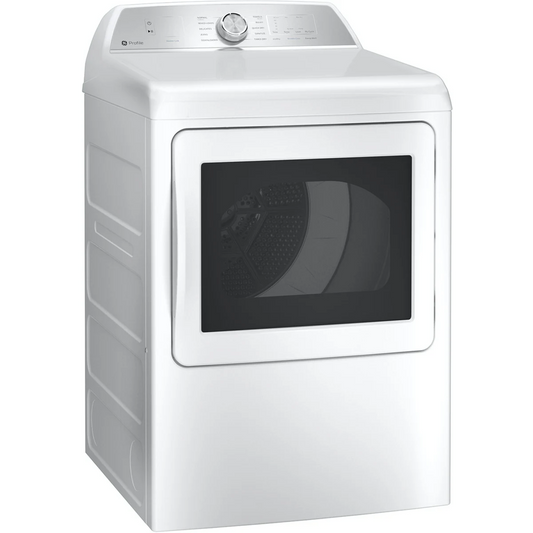 GE Profile  PTD60GBSRWS 27 Inch Gas Dryer with 7.4 Cu. Ft. Capacity, Built-In Wi-Fi Powered by SmartHQ™, Washer Link, Sanitize Cycle, My Cycle, Quick Dry, Sensor Dry, Eco Dry, and Energy Star Qualified: White