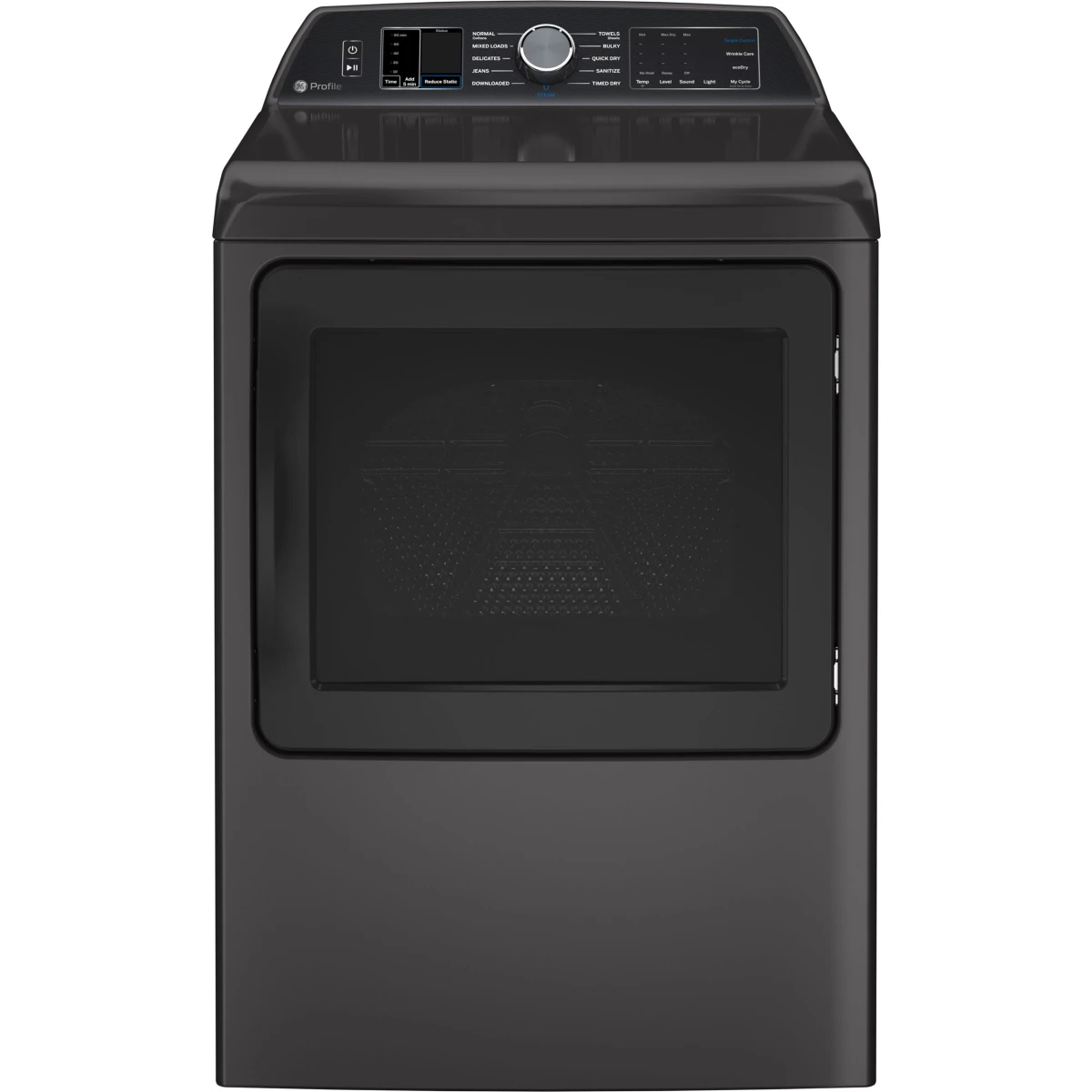 GE Profile - PTD70EBPTDG - 27-Inch Smart Electric Dryer with 7.4 Cu.Ft. Capacity, Washer Link, Tangle Control, Steam Cycle, Sanitize Cycle, My Cycle, Quick Dry, Sensor Dry, Eco Dry, and Energy Star Qualified: Diamond Gray