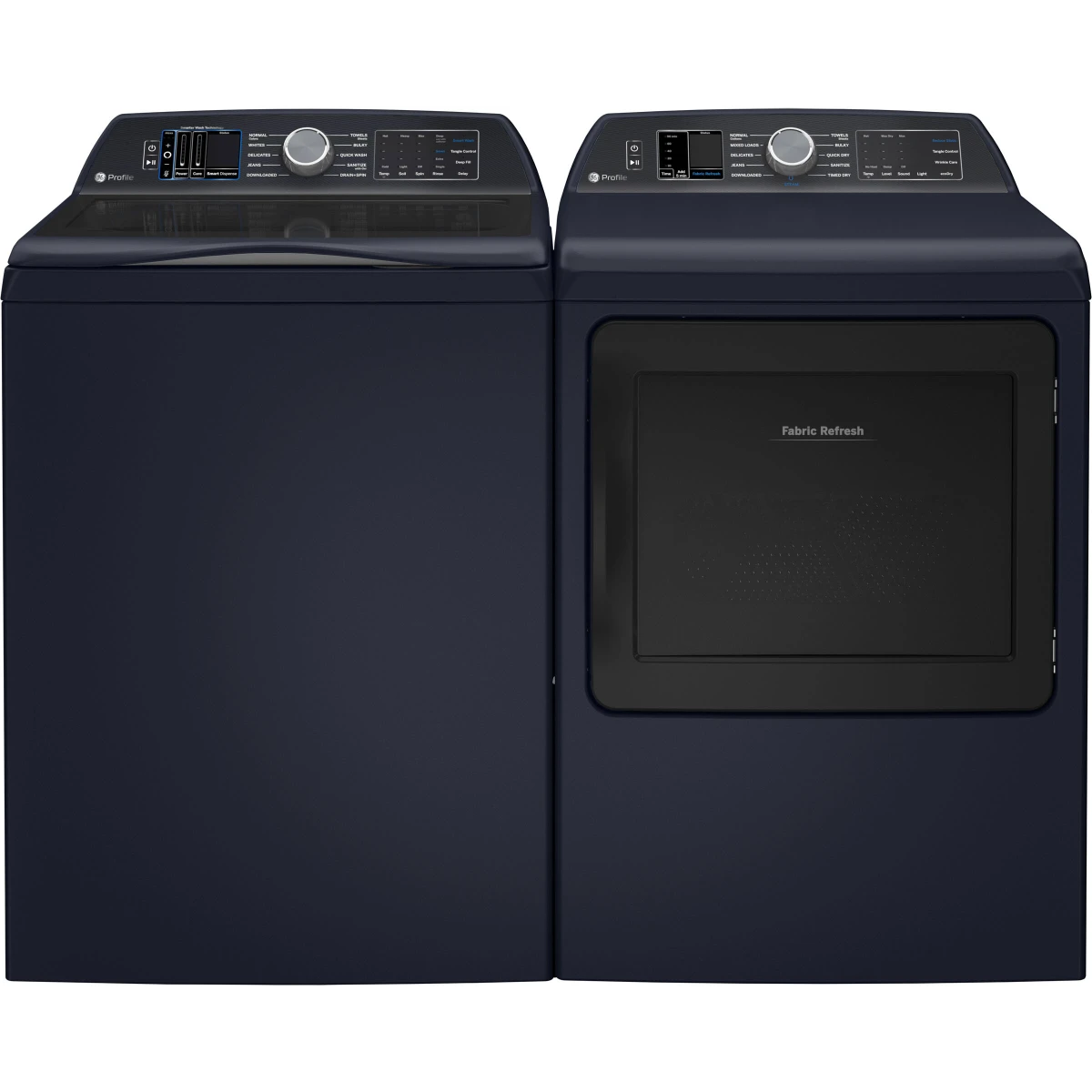 GE Profile - PTD90GBPTRS - 27 Inch Gas Smart Dryer with 7.3 Cu. Ft. Capacity, Fabric Refresh, Tangle Control, Steam Cycle, Sanitize Cycle, Quick Dry, Sensor Dry, Eco Dry, and Energy Star Qualified: Sapphire Blue