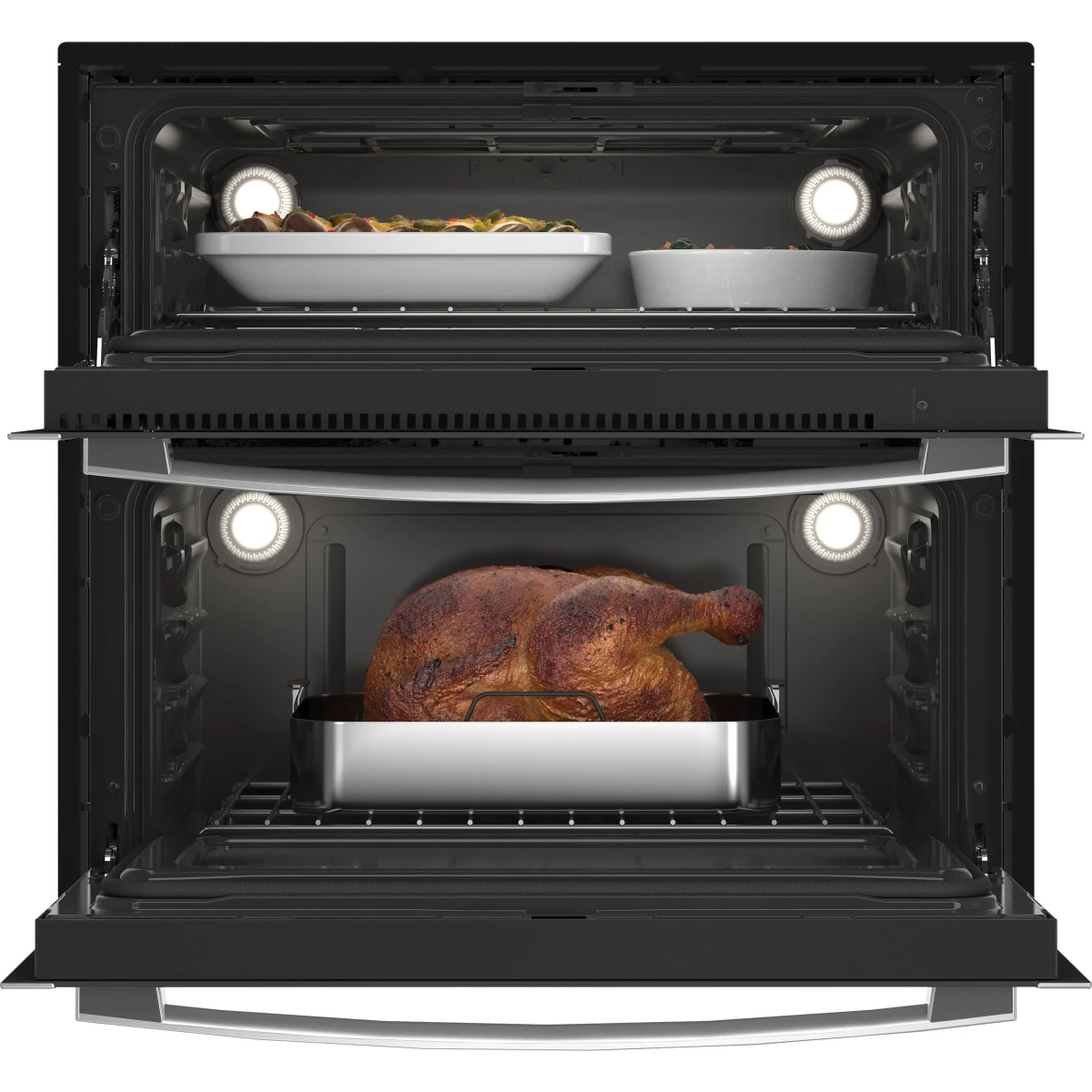 GE Profile - PTS9200SNSS - 30 Inch Double Smart Wall Oven with Twin Flex 5.0 Cu. Ft. Capacity, True European Convection with Precise Air, Self-Clean with Steam Clean Option, Smart Connectivity, Proof Mode, Temperature Probe, and Star-K Certified