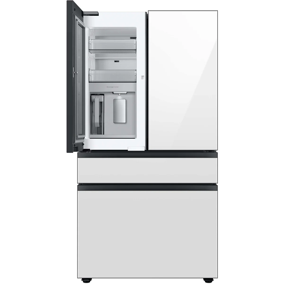 Samsung BESPOKE - RF29BB860012 - 36 Inch Smart 4-Door French Door Refrigerator with 29 cu. ft. Total Capacity, Beverage Center, FlexZone™ Drawer, Dual Auto Ice Maker, Twin Cooling Plus, Wi-Fi Enabled, ADA Compliant, and ENERGY STAR® Certified: White Glass