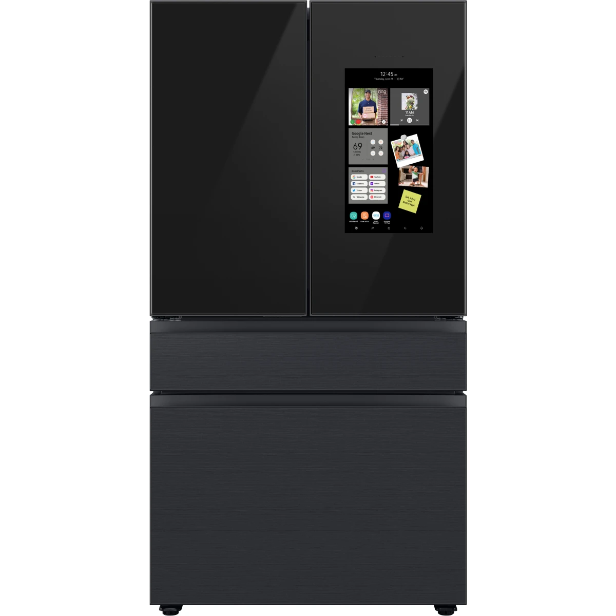 Samsung BESPOKE - RF29BB89008M - 36 Inch Freestanding Smart 4-Door French Door Refrigerator with 29 cu. ft. Capacity, 4 Shelves, Gallon Bin, FlexZone, Family Hub, Twin Cooling+, Beverage Center, Dual Ice Maker: Charcoal Glass/Matte Black Steel