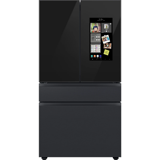 Samsung BESPOKE - RF29BB89008M - 36 Inch Freestanding Smart 4-Door French Door Refrigerator with 29 cu. ft. Capacity, 4 Shelves, Gallon Bin, FlexZone, Family Hub, Twin Cooling+, Beverage Center, Dual Ice Maker: Charcoal Glass/Matte Black Steel