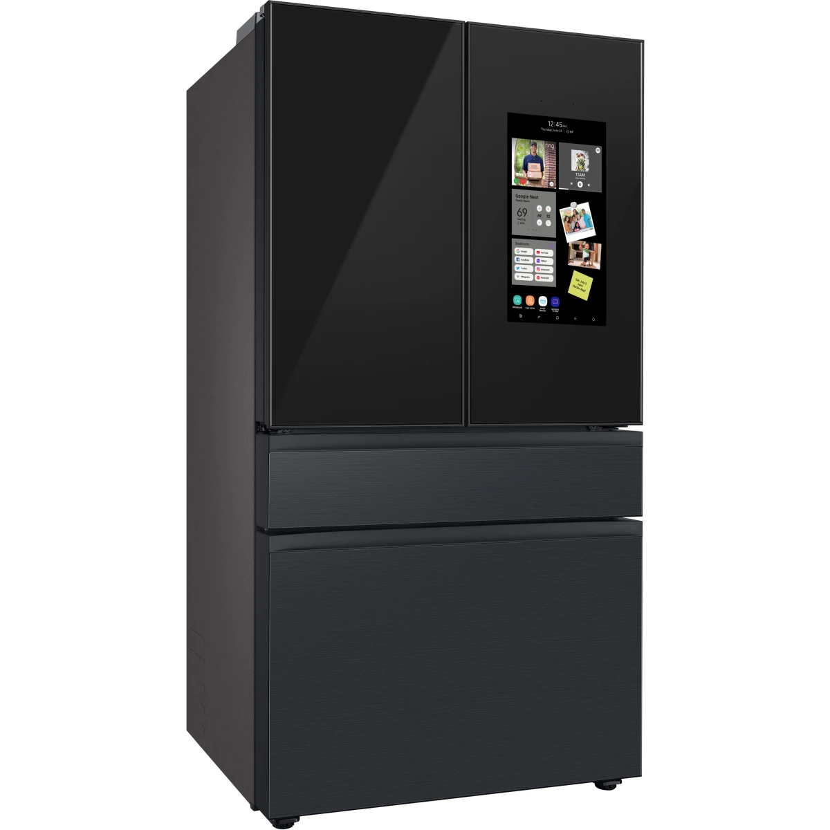 Samsung BESPOKE - RF29BB89008M - 36 Inch Freestanding Smart 4-Door French Door Refrigerator with 29 cu. ft. Capacity, 4 Shelves, Gallon Bin, FlexZone, Family Hub, Twin Cooling+, Beverage Center, Dual Ice Maker: Charcoal Glass/Matte Black Steel