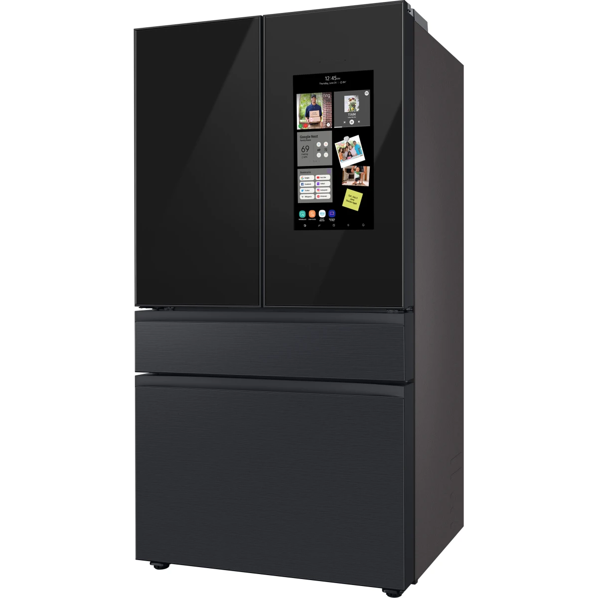 Samsung BESPOKE - RF29BB89008M - 36 Inch Freestanding Smart 4-Door French Door Refrigerator with 29 cu. ft. Capacity, 4 Shelves, Gallon Bin, FlexZone, Family Hub, Twin Cooling+, Beverage Center, Dual Ice Maker: Charcoal Glass/Matte Black Steel