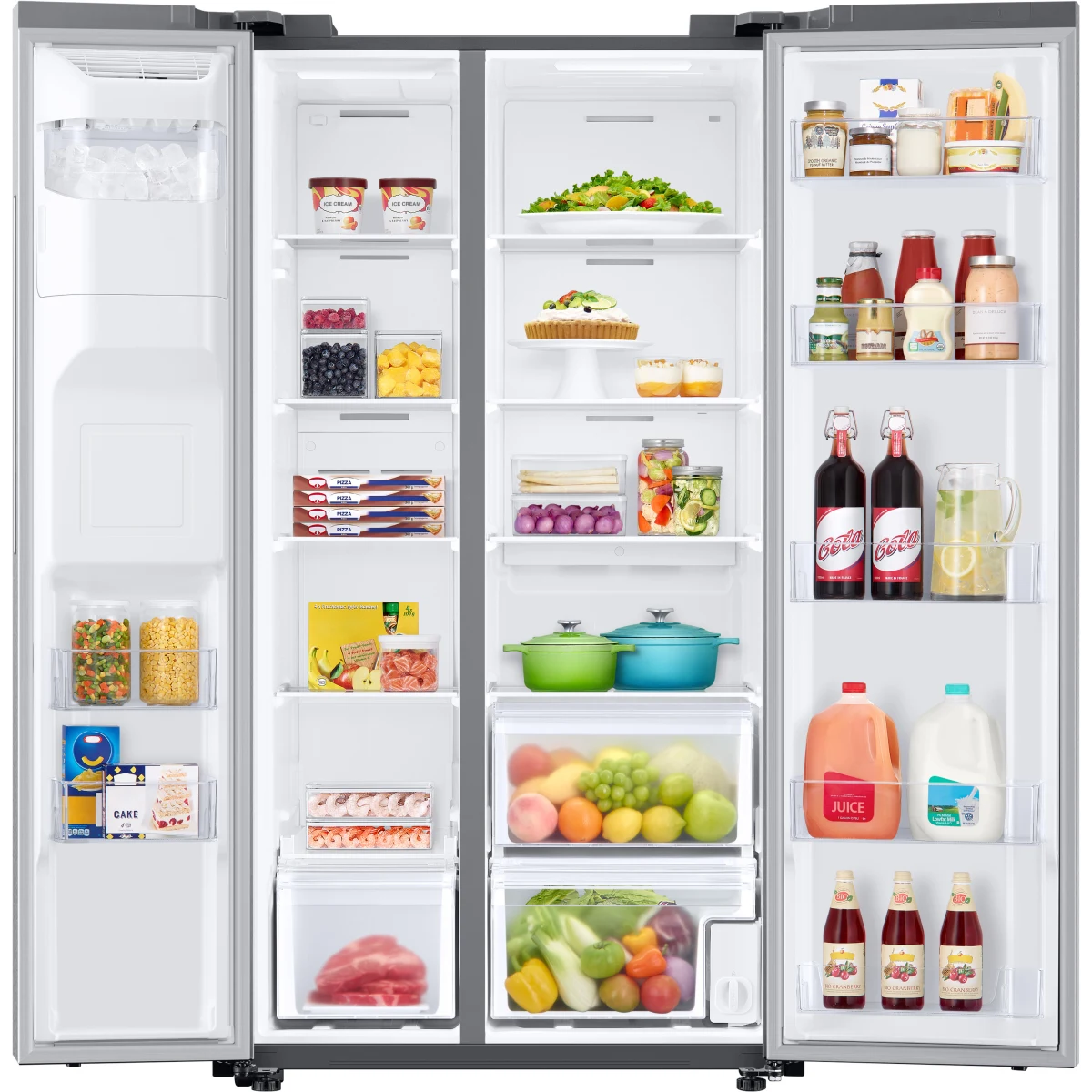 Samsung - RS22T5201SR - 36 Inch Counter Depth Freestanding Side by Side Smart Refrigerator with 22 Cu. Ft. Total Capacity, All-Around Cooling, Bixby Enabled, Filtered Water/Ice Dispenser, and ENERGY STAR® Certified: Fingerprint Resistant Stainless Steel