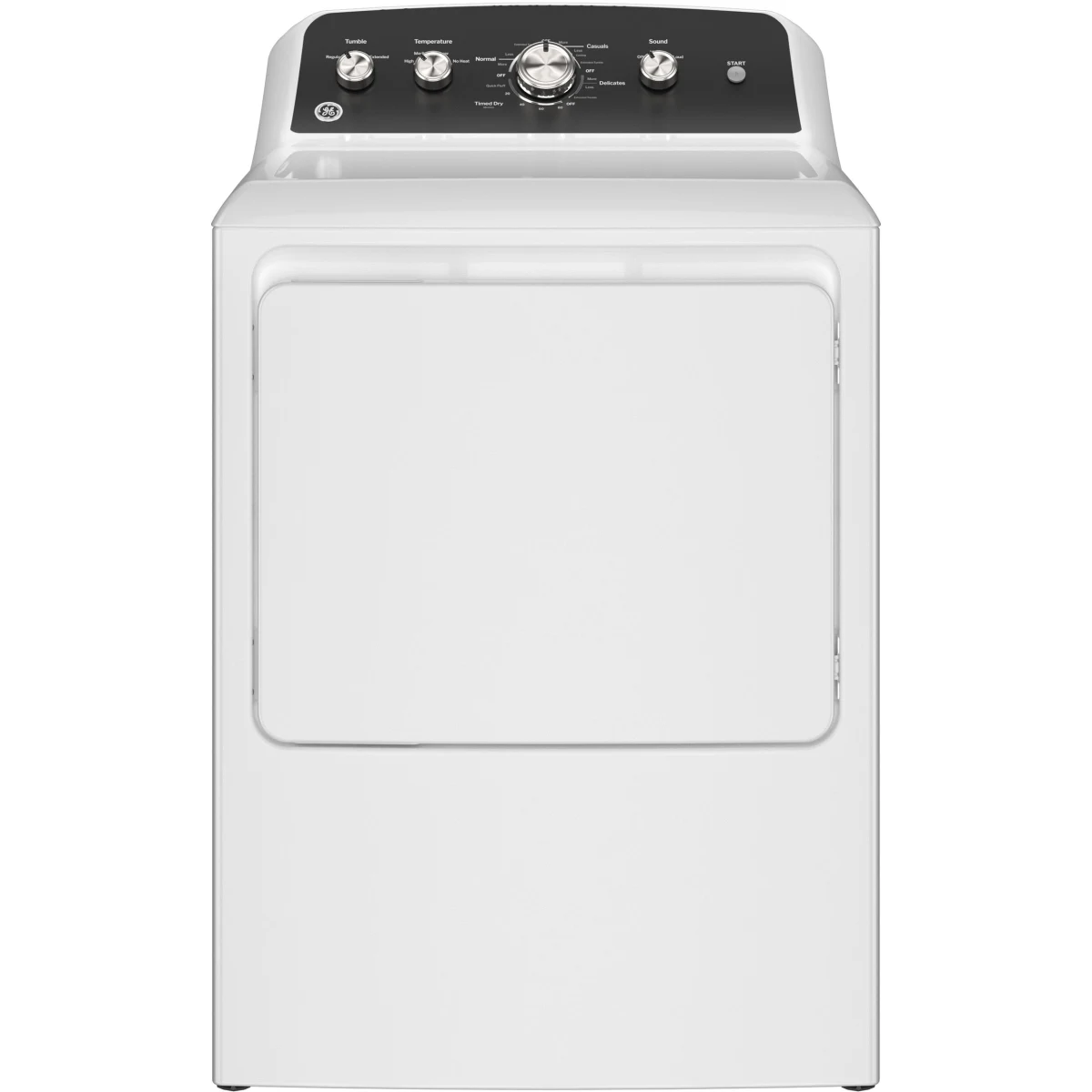 GE - GTD48EASWWB - 27 Inch Top Load Electric Dryer with 7.2 cu ft Capacity, Auto Dry, Powerful Venting, Large Diffuser, Aluminized Drum, Reversible Dryer Door, Shallow Depth Design and Up Front Lint Filter