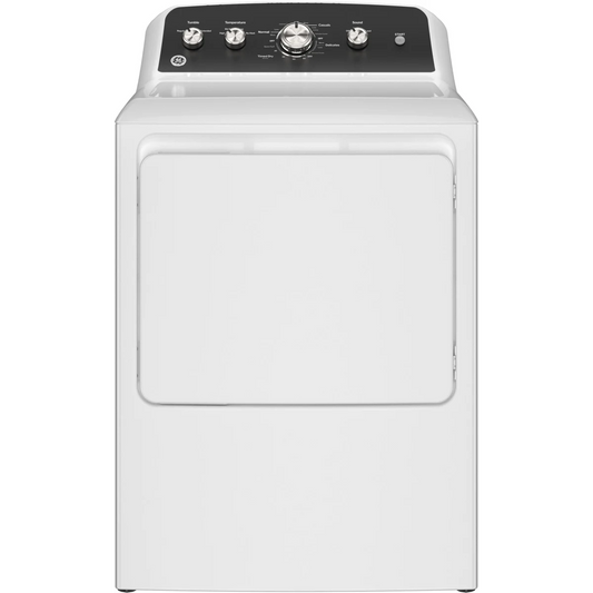 GE - GTD48EASWWB - 27 Inch Top Load Electric Dryer with 7.2 cu ft Capacity, Auto Dry, Powerful Venting, Large Diffuser, Aluminized Drum, Reversible Dryer Door, Shallow Depth Design and Up Front Lint Filter