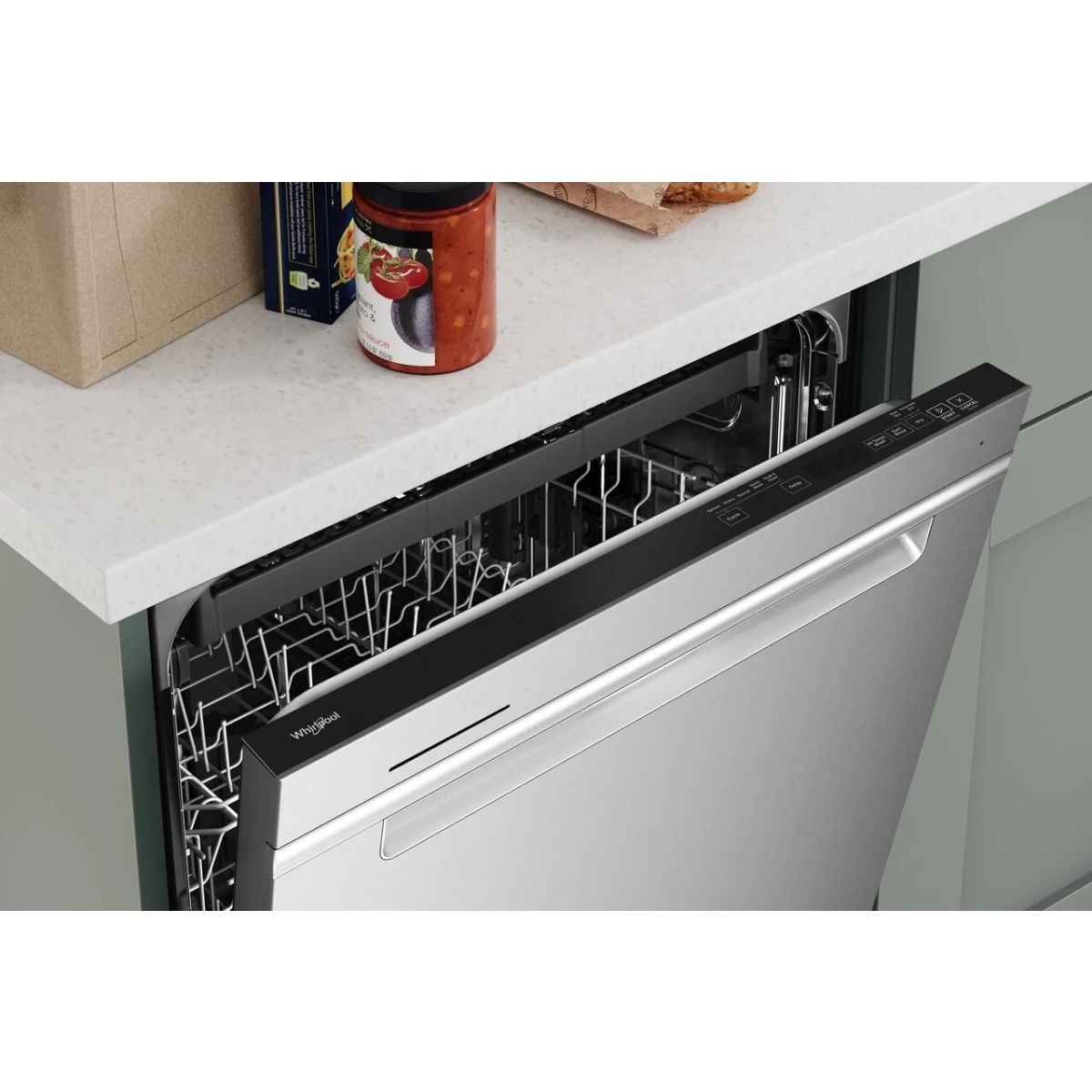 Whirlpool - WDTA50SAKZ 24 Inch Fully Integrated Dishwasher with 13 Place Settings, 47 dBA, 5 Wash Cycles, 3rd Utensil Rack, Sensor Cycle, Quick Wash, NSF Certified Sani Rinse and Eco Series: Fingerprint Resistant Stainless Steel