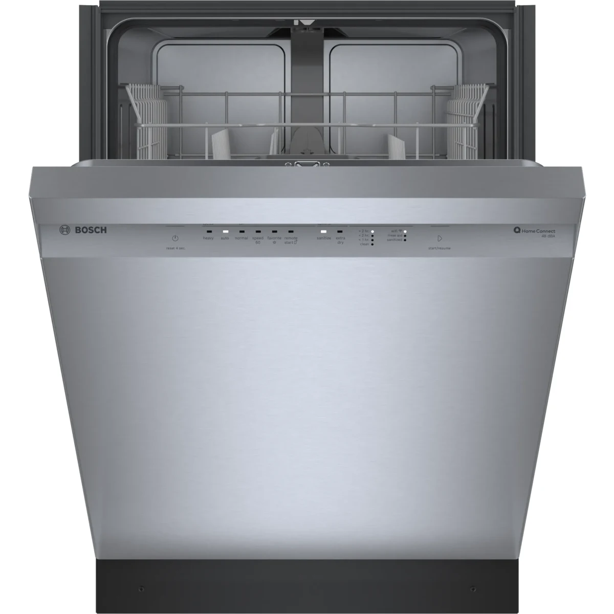 Bosch 100 Series - SHE41CM5N - 24 Inch Full Console Built-In Smart Dishwasher with 12 Place Setting Capacity, 8 Wash Cycles, 48 dBA Noise Level, and Beautiful Stainless Steel Interior: Stainless Steel