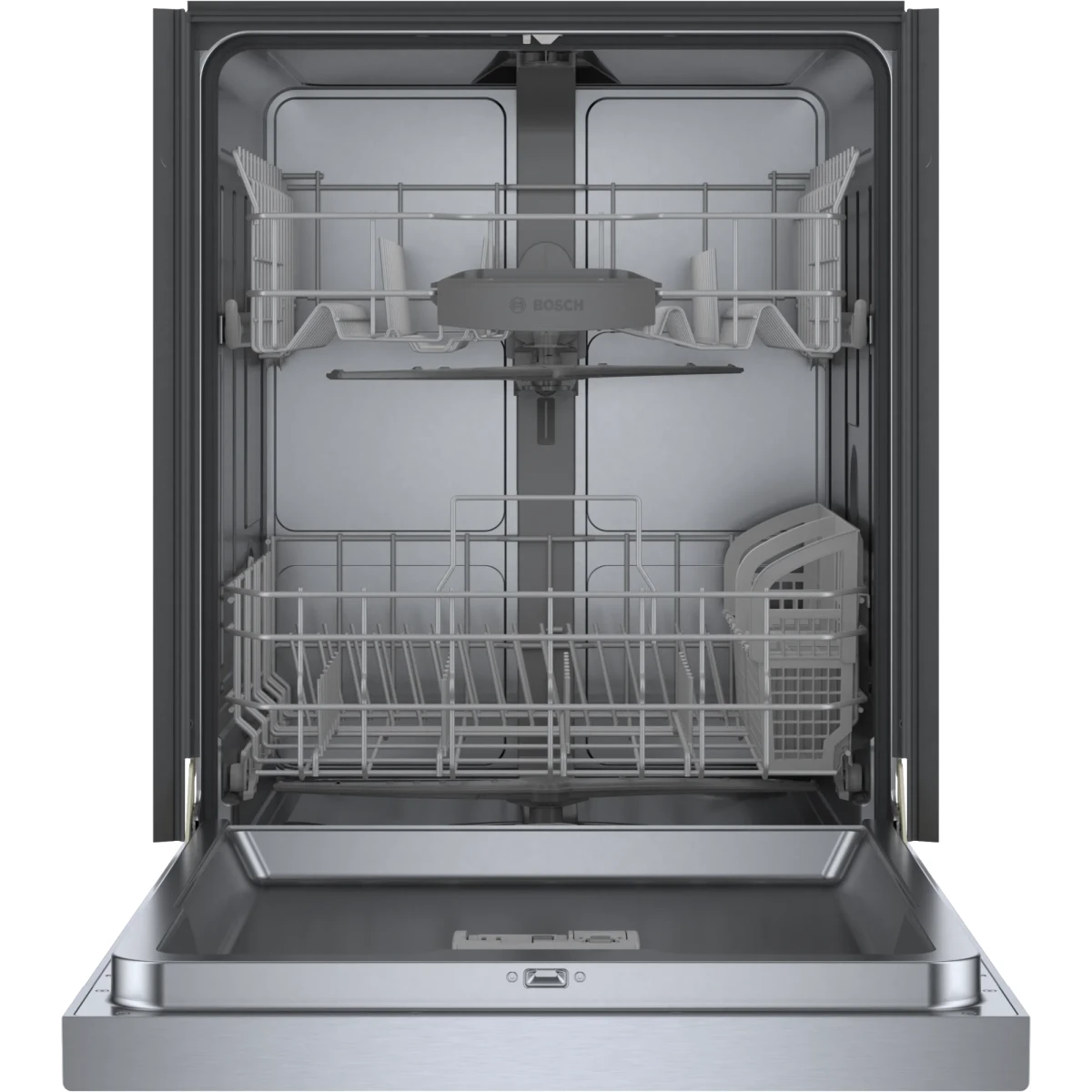 Bosch 100 Series - SHE41CM5N - 24 Inch Full Console Built-In Smart Dishwasher with 12 Place Setting Capacity, 8 Wash Cycles, 48 dBA Noise Level, and Beautiful Stainless Steel Interior: Stainless Steel