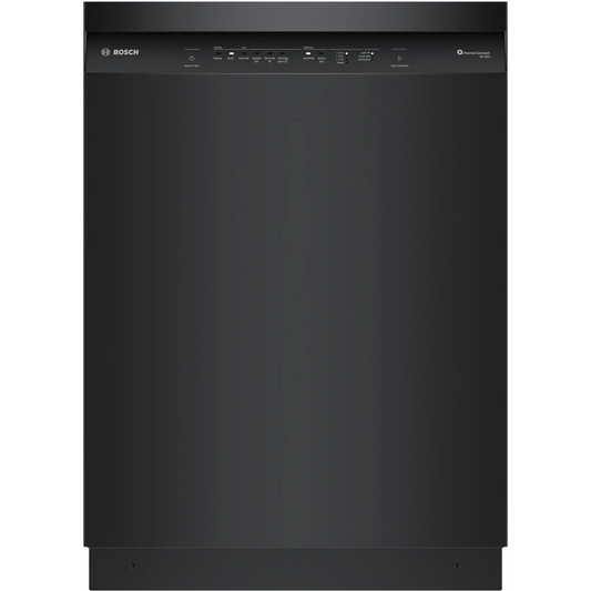 Bosch 100 Series - SHE41CM6N 24 Inch Full Console Built-In Smart Dishwasher with 12 Place Setting Capacity, 8 Wash Cycles, 48 dBA Noise Level, and Beautiful Stainless Steel Interior: Black