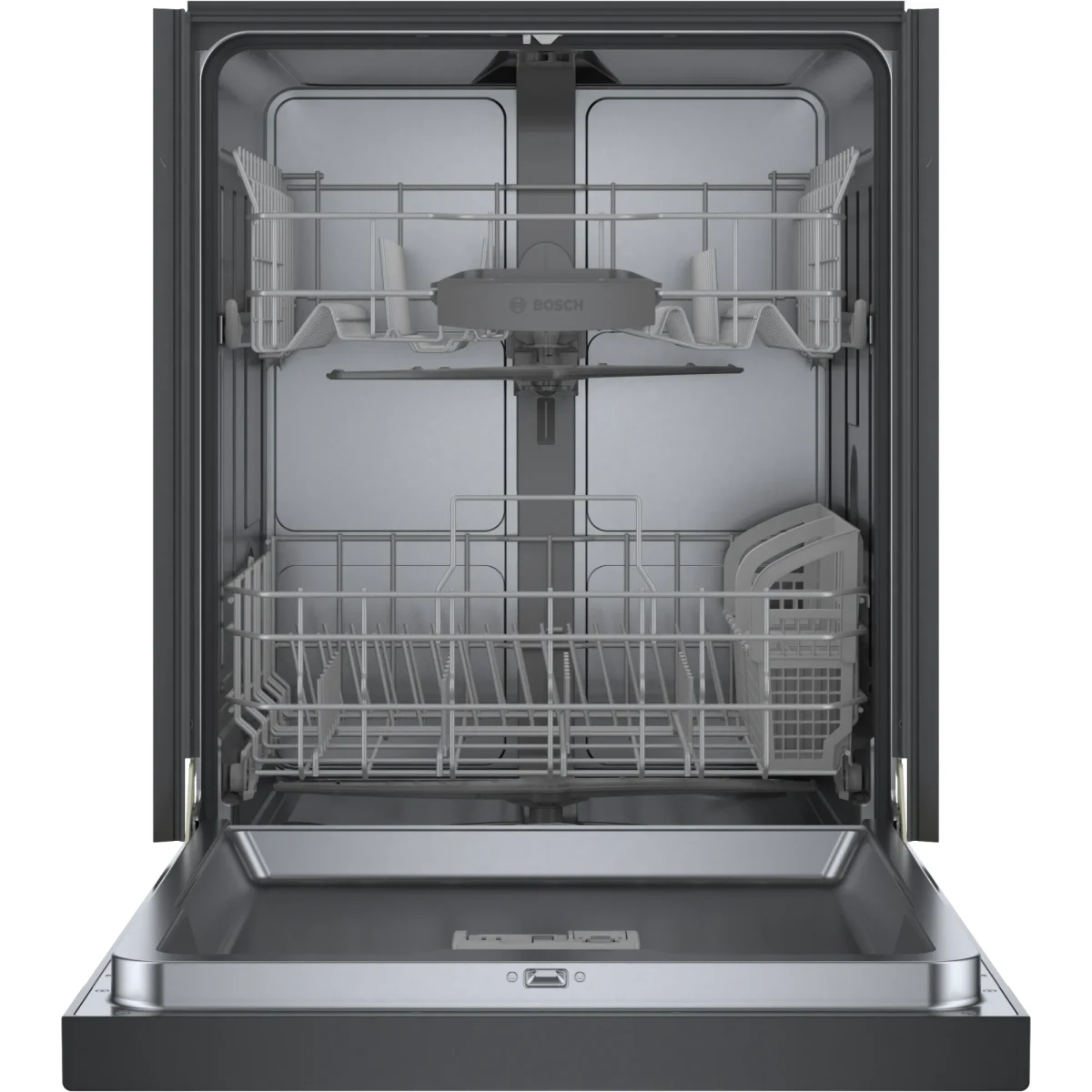 Bosch 100 Series - SHE41CM6N 24 Inch Full Console Built-In Smart Dishwasher with 12 Place Setting Capacity, 8 Wash Cycles, 48 dBA Noise Level, and Beautiful Stainless Steel Interior: Black