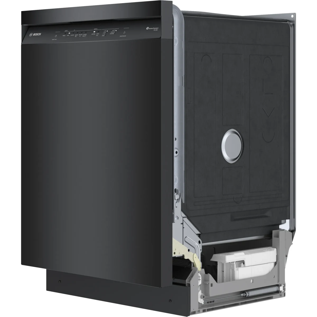 Bosch 100 Series - SHE41CM6N 24 Inch Full Console Built-In Smart Dishwasher with 12 Place Setting Capacity, 8 Wash Cycles, 48 dBA Noise Level, and Beautiful Stainless Steel Interior: Black