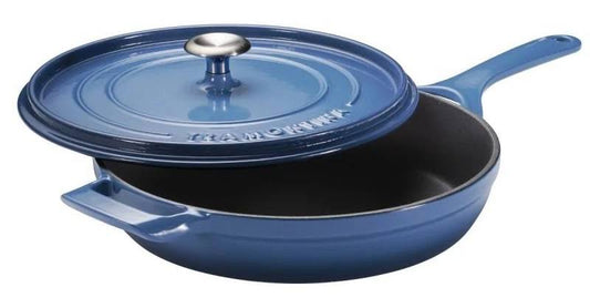 Tramontina 12" Enameled Cast Iron Skillet with Lid - Blue