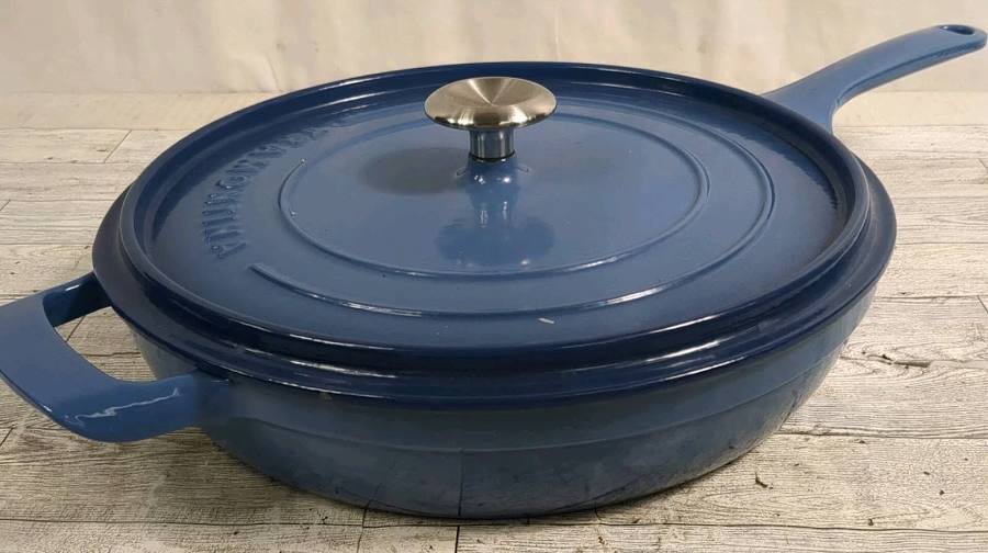 Tramontina 12" Enameled Cast Iron Skillet with Lid - Blue