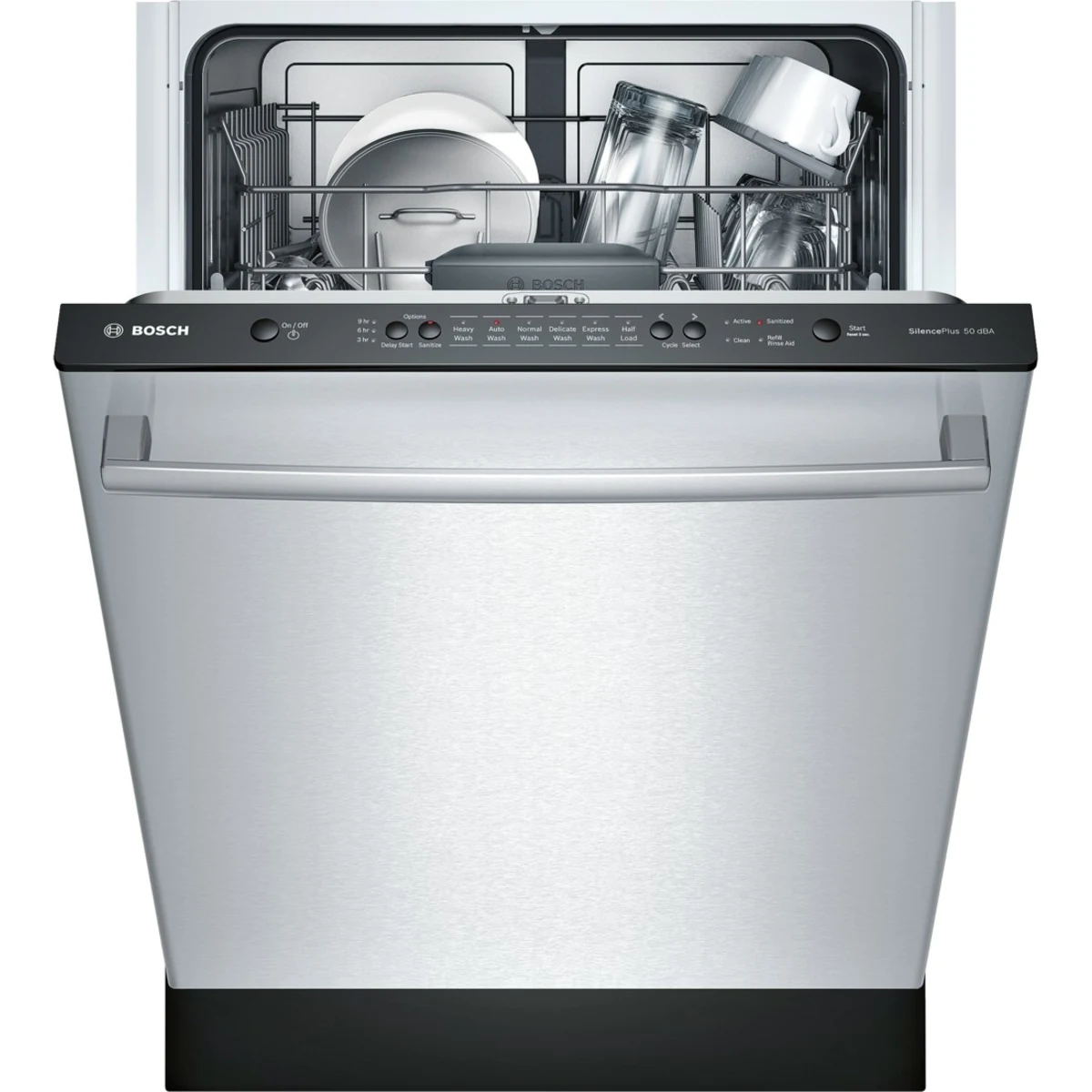 Bosch - SHX3AR75UC - 100 Series SHX3AR75UC 24 Inch Fully Integrated Built-In Dishwasher with 14 Place Settings, 6 Wash Cycles, 50 dBA Sound Level, Adjustable Upper Rack, Sanitize Option, Express Wash