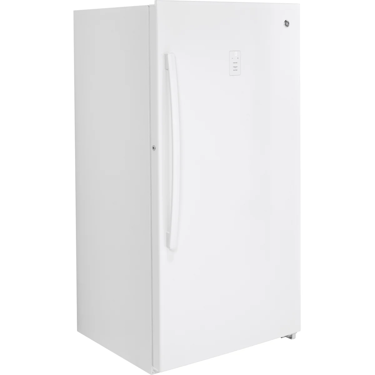 GE - FUF17DLRWW - 33 Inch Upright Freezer with Exterior Temperature Control, LED Lighting, Self-Ejecting Key, Adjustable Glass Shelves, 17.3 cu. ft. and Energy Star Rated