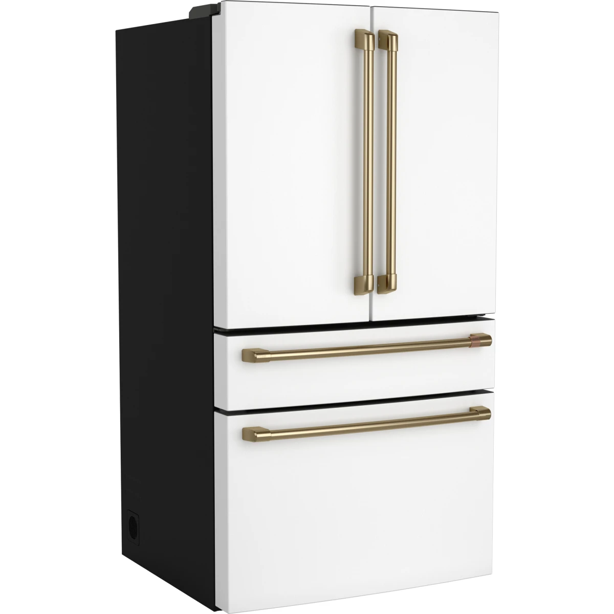 Cafe - CJE23DP4WW2 - 36 Inch Freestanding Counter-Depth 4-Door French Door Smart Refrigerator with 23.2 cu. ft. Total Capacity, and Dual-Dispense AutoFill Pitcher: Matte White with Brushed Bronze Handles