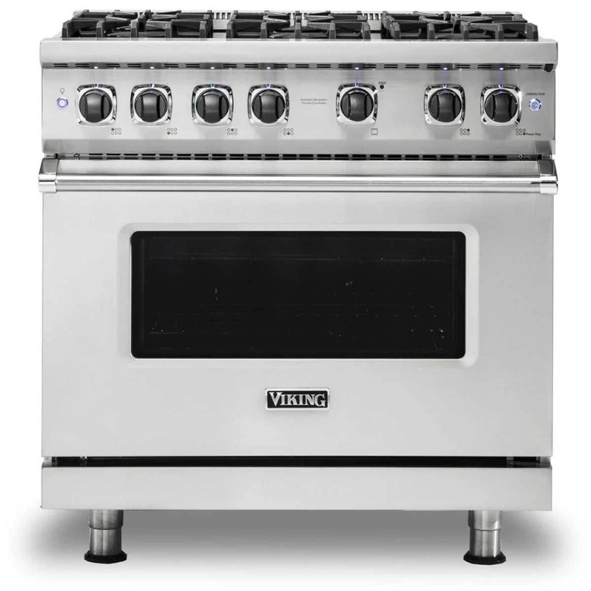 Viking 5 Series - VGR5366BSS - 36 Inch Freestanding Professional Gas Range with 6 Sealed Burners, 5.1 Cu. Ft. Capacity, Continuous Grates, VSH™ Pro Sealed Burner System, ProFlow™ Convection Baffle, and TruPowerPlus™ Burner: Stainless Steel, Natural Gas
