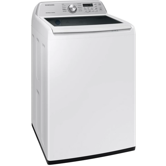 Samsung - WA44A3205AW - 27 Inch Top Load Washer with 4.4 cu. ft. Capacity, 8 Washing Cycles, 700PRM Spin Speed, Active Agitator, Soft- Close Lid, Self Clean, Vibration Reduction Technology and Extra High Water Level