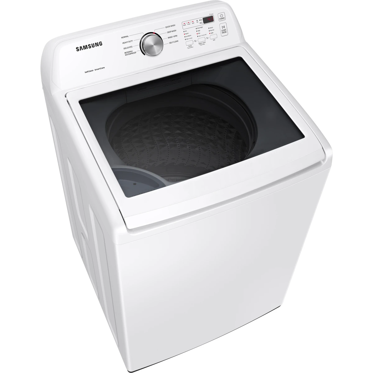 Samsung - WA45T3200AW - 27 Inch Top Load Washer with 4.5 Cu. Ft. Capacity, Vibration Reduction Technology+, Diamond Drum Interior, Smart Care, 8 Wash Cycles, Quick Wash, and Self Clean