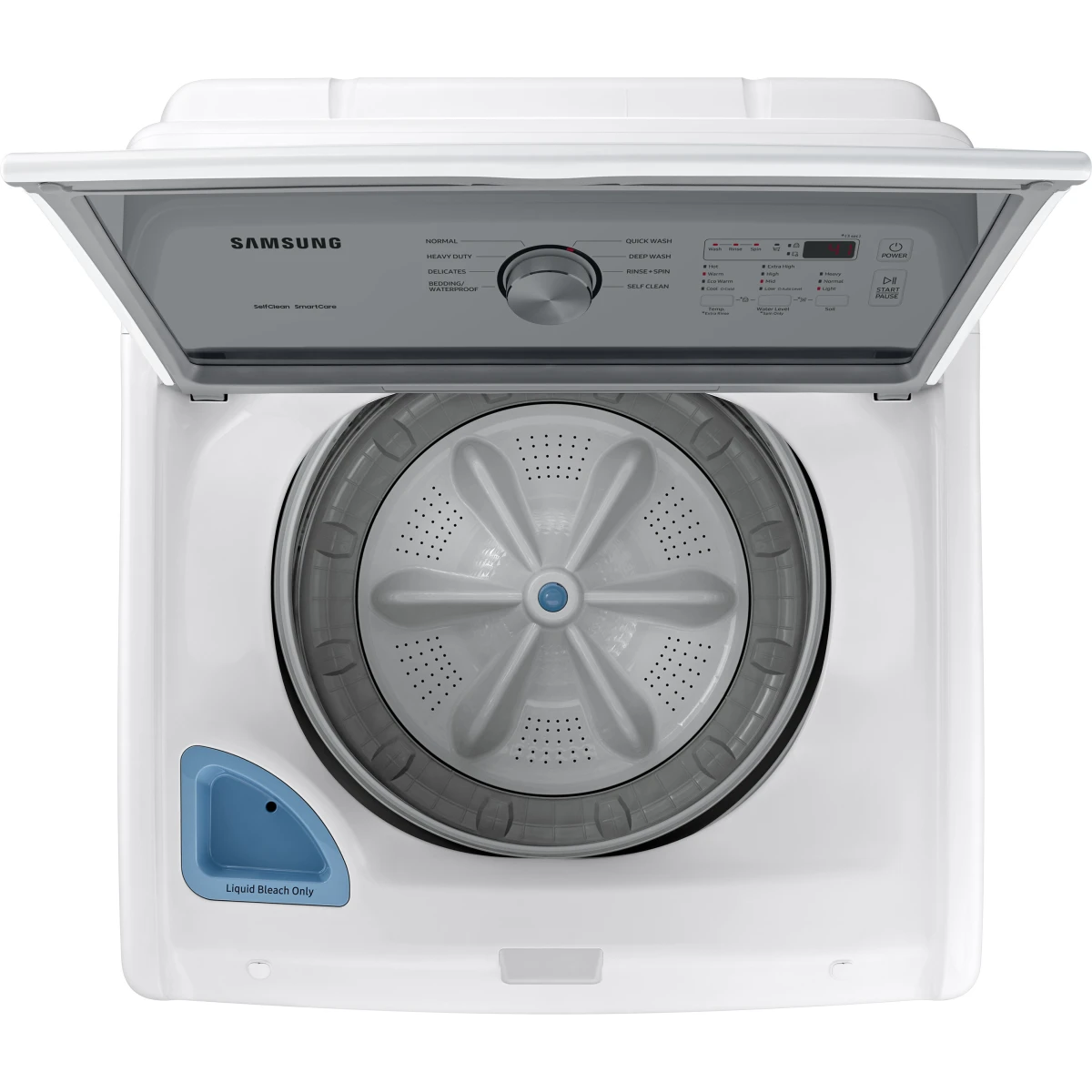 Samsung - WA45T3200AW - 27 Inch Top Load Washer with 4.5 Cu. Ft. Capacity, Vibration Reduction Technology+, Diamond Drum Interior, Smart Care, 8 Wash Cycles, Quick Wash, and Self Clean