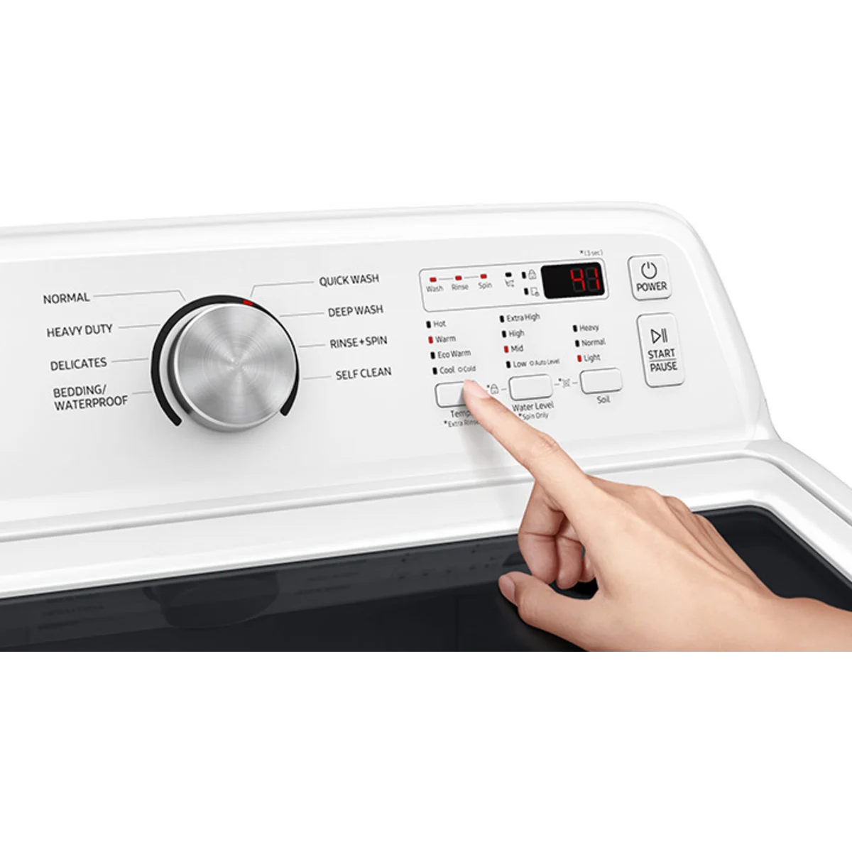 Samsung - WA45T3200AW - 27 Inch Top Load Washer with 4.5 Cu. Ft. Capacity, Vibration Reduction Technology+, Diamond Drum Interior, Smart Care, 8 Wash Cycles, Quick Wash, and Self Clean