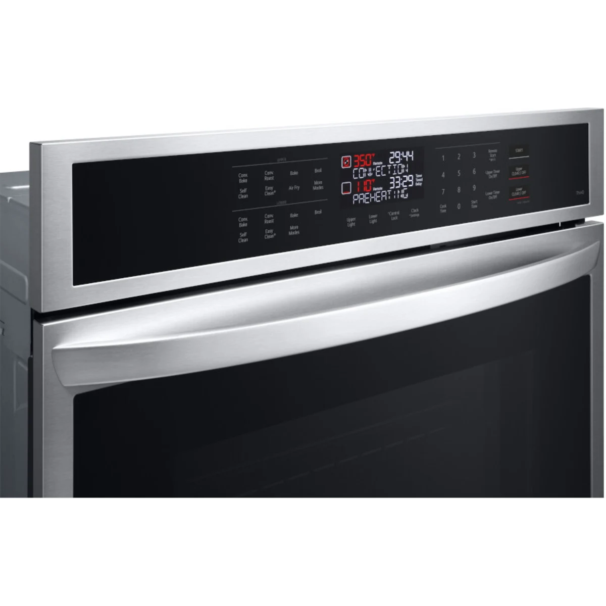 LG - WDEP9423F - 30 Inch Double Electric Smart Wall Oven with 9.4 cu. ft. Convection Ovens, EasyClean® + Self Clean, Air Fry, ThinQ® Technology, and SmoothTouch® Controls: PrintProof™ Stainless Steel