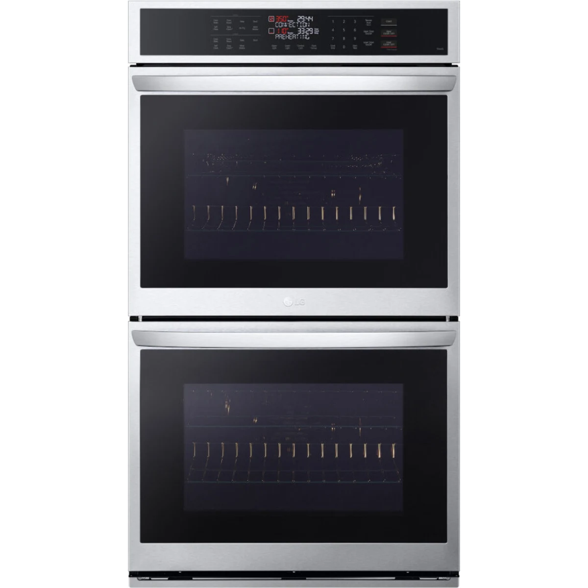 LG - WDEP9423F - 30 Inch Double Electric Smart Wall Oven with 9.4 cu. ft. Convection Ovens, EasyClean® + Self Clean, Air Fry, ThinQ® Technology, and SmoothTouch® Controls: PrintProof™ Stainless Steel