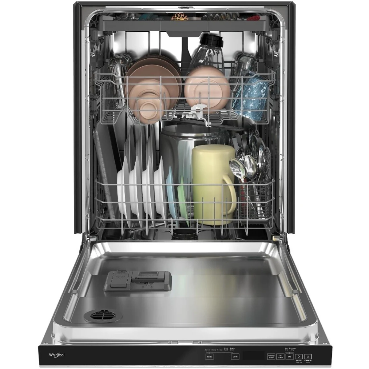 Whirlpool - WDTA50SAKZ 24 Inch Fully Integrated Dishwasher with 13 Place Settings, 47 dBA, 5 Wash Cycles, 3rd Utensil Rack, Sensor Cycle, Quick Wash, NSF Certified Sani Rinse and Eco Series: Fingerprint Resistant Stainless Steel