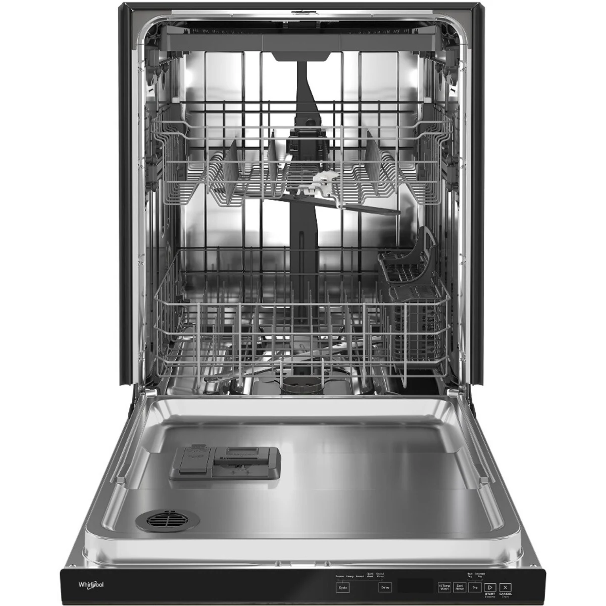 Whirlpool - WDTA50SAKZ 24 Inch Fully Integrated Dishwasher with 13 Place Settings, 47 dBA, 5 Wash Cycles, 3rd Utensil Rack, Sensor Cycle, Quick Wash, NSF Certified Sani Rinse and Eco Series: Fingerprint Resistant Stainless Steel