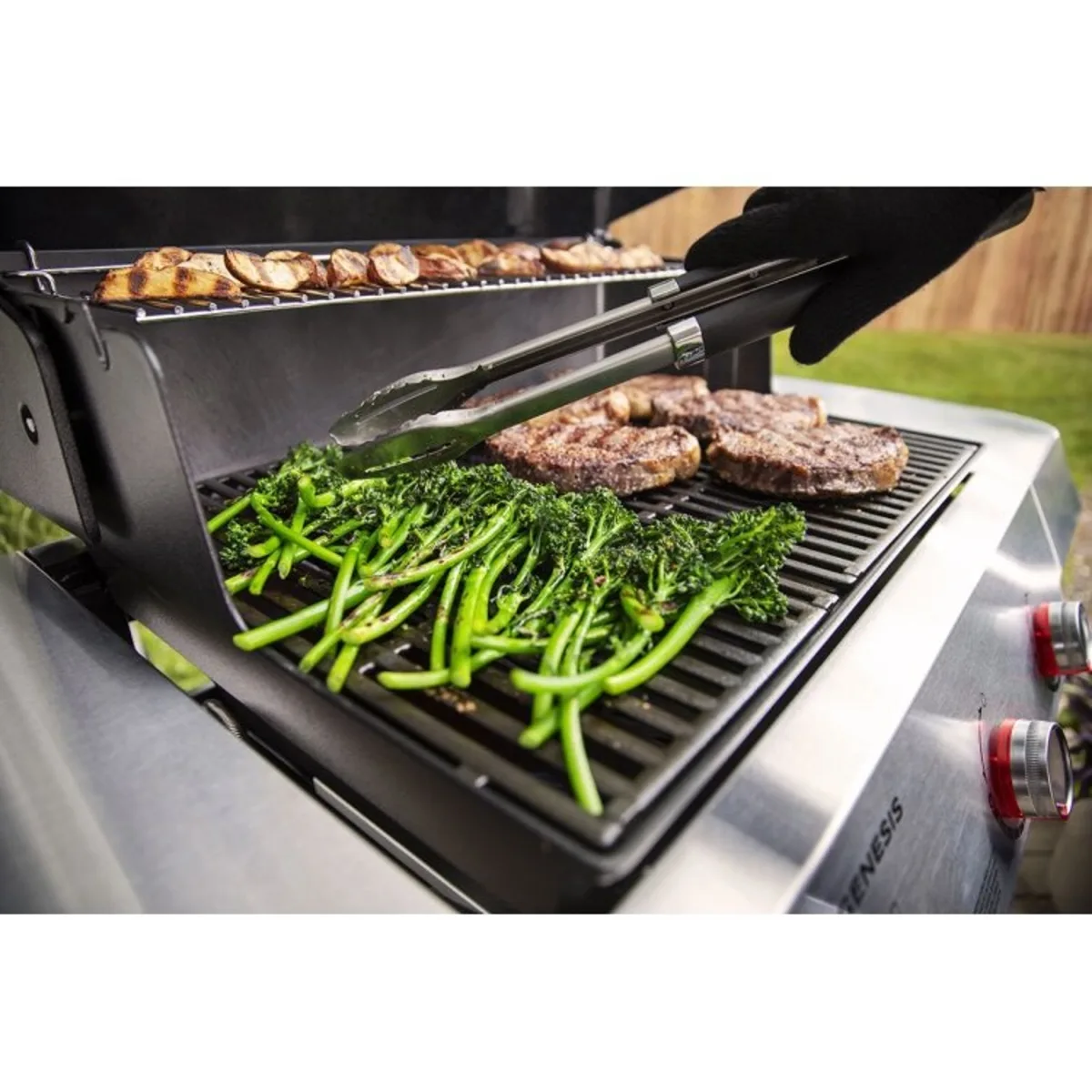 Weber Genesis - 1500010 - Genesis E-315 Propane Gas Grill with PureBlu Burner, Cast-Iron Grates, Flavorizer Bars, Grease Management System, Warming Rack, Side Tables and Large Cooking Surface