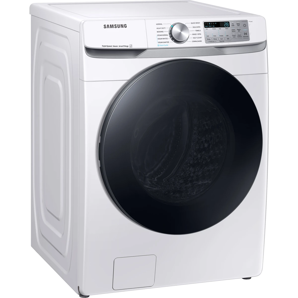 Samsung - WF45B6300AW - 27 Inch Smart Front Load Washer with 4.5 Cu. Ft. Capacity, 10 Washing Cycles, Steam Cycle, Sanitize, Quick Wash, Self Clean+, Super Speed Wash, ADA Compliant, and Energy Star® Rated: White