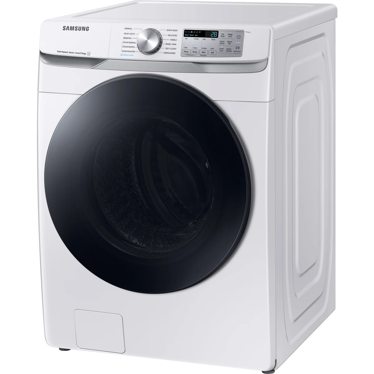 Samsung - WF45B6300AW - 27 Inch Smart Front Load Washer with 4.5 Cu. Ft. Capacity, 10 Washing Cycles, Steam Cycle, Sanitize, Quick Wash, Self Clean+, Super Speed Wash, ADA Compliant, and Energy Star® Rated: White