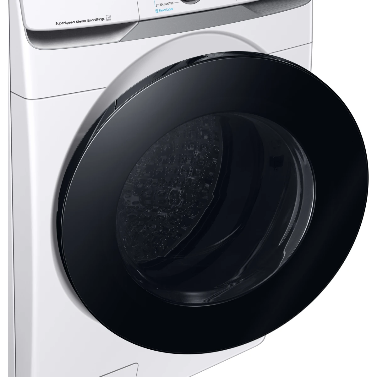 Samsung - WF45B6300AW - 27 Inch Smart Front Load Washer with 4.5 Cu. Ft. Capacity, 10 Washing Cycles, Steam Cycle, Sanitize, Quick Wash, Self Clean+, Super Speed Wash, ADA Compliant, and Energy Star® Rated: White