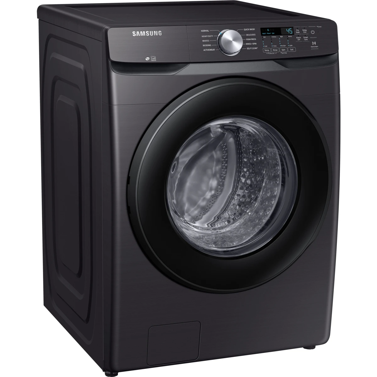 Samsung - WF45T6000AV - 27 Inch Front Load Washer with 4.5 Cu. Ft. Capacity, 10 Wash Cycles, VRT Plus™ Technology, Smart Care, Quick Wash, Self Clean, ADA Compliant, and ENERGY STAR® Certified: Brushed Black