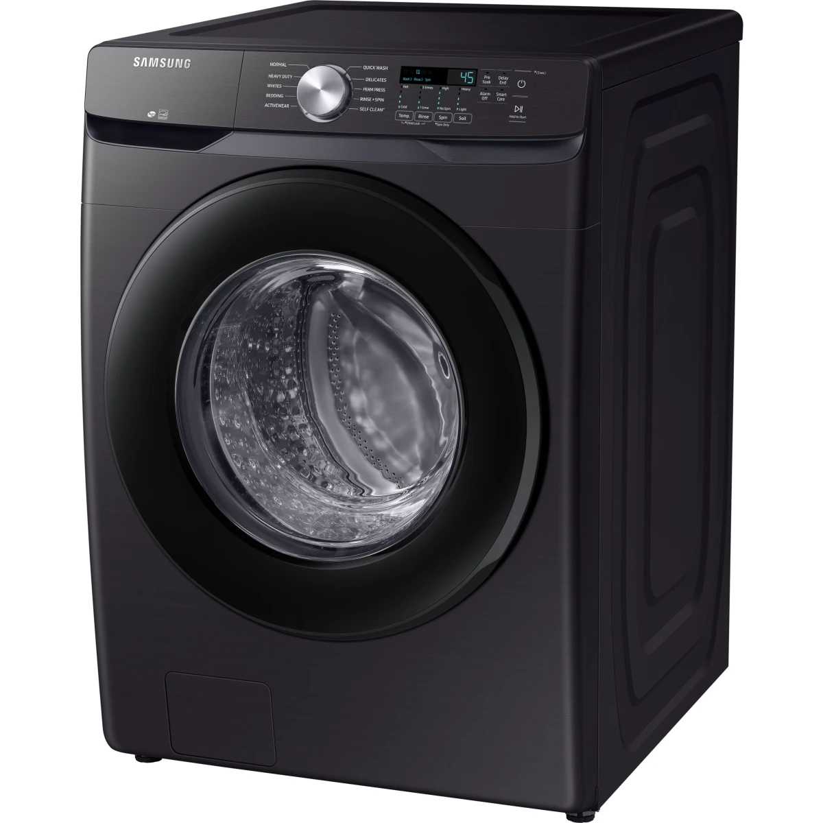 Samsung - WF45T6000AV - 27 Inch Front Load Washer with 4.5 Cu. Ft. Capacity, 10 Wash Cycles, VRT Plus™ Technology, Smart Care, Quick Wash, Self Clean, ADA Compliant, and ENERGY STAR® Certified: Brushed Black