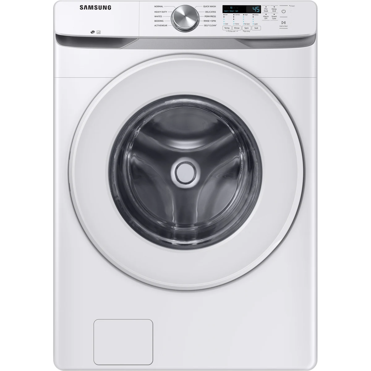 Samsung - WF45T6000AW - 27 Inch Front Load Washer with 4.5 Cu. Ft. Capacity, 10 Wash Cycles, VRT Plus™ Technology, Smart Care, Quick Wash, Self Clean, ADA Compliant, and ENERGY STAR® Certified: White