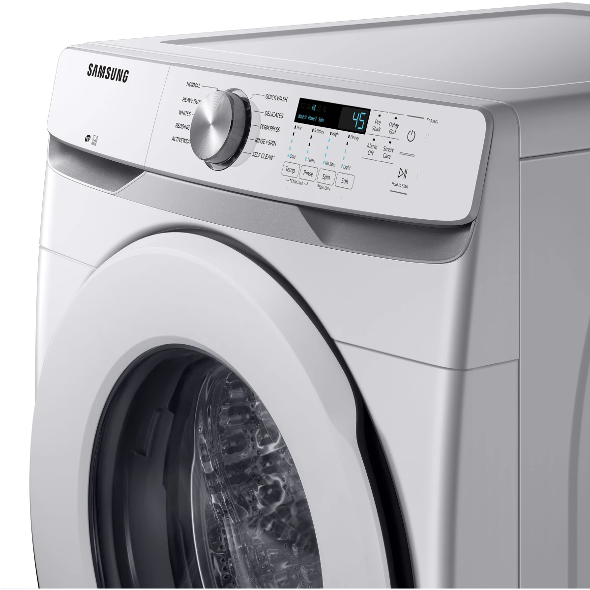 Samsung - WF45T6000AW - 27 Inch Front Load Washer with 4.5 Cu. Ft. Capacity, 10 Wash Cycles, VRT Plus™ Technology, Smart Care, Quick Wash, Self Clean, ADA Compliant, and ENERGY STAR® Certified: White