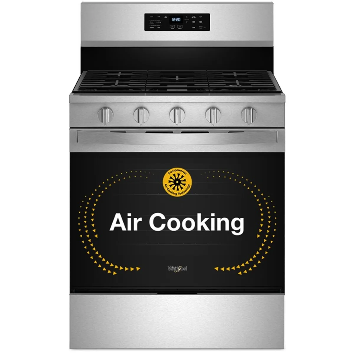 Whirlpool - WFGS5030RZ - 30 Inch Freestanding Gas Range with 5 Sealed Burners, 5.0 cu. ft. Convection Oven, SpeedHeat™ Burner, Griddle Zone, Storage Drawer, Air Cooking, No Preheat Air Fry, and Self Clean: Fingerprint Resistant Stainless Steel