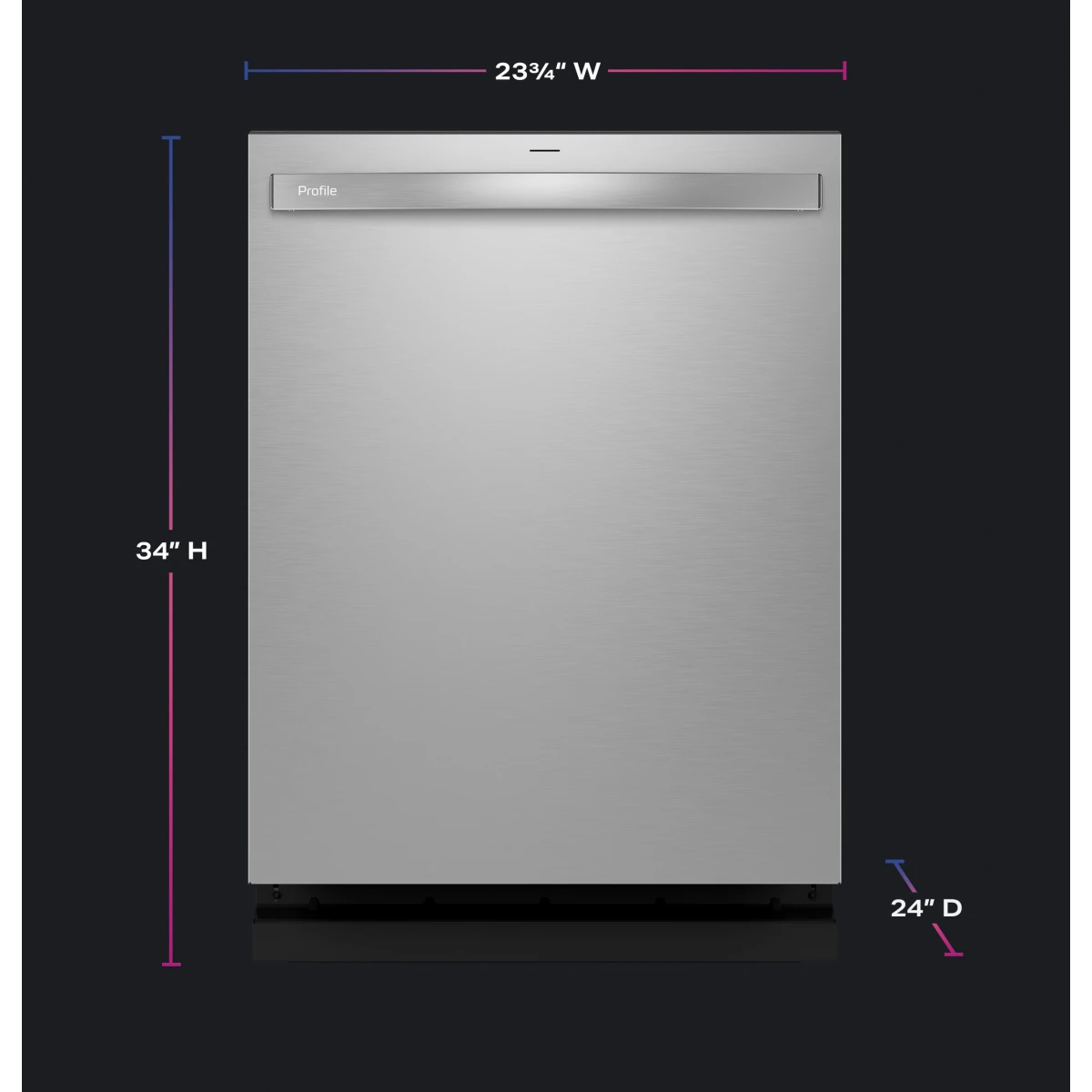 GE Profile - PDT755SYVFS - 24 Inch Fully Integrated Smart Dishwasher with 16 Place Settings, 42 dBa, 6 Wash Cycles, Washing 3rd Rack, UltraFresh System, Twin Turbo Dry Boost™, NSF Certified, and ENERGY STAR®: Fingerprint Resistant Stainless
