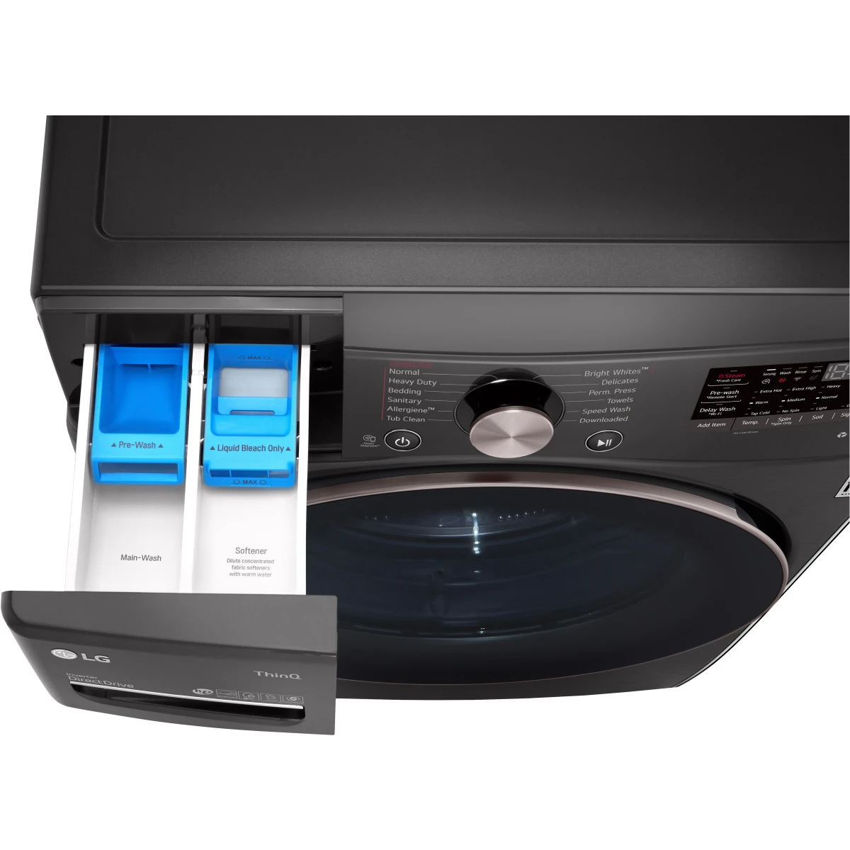 LG - WM4000HBA - 27 Inch Smart Front Load Washer with 4.5 Cu. Ft. Capacity, SenseClean™, SmartThinQ®, SmartDiagnosis™,Sanitary, Allergiene™, ColdWash™, NSF Certified, and Energy Star® Rated: Black Steel