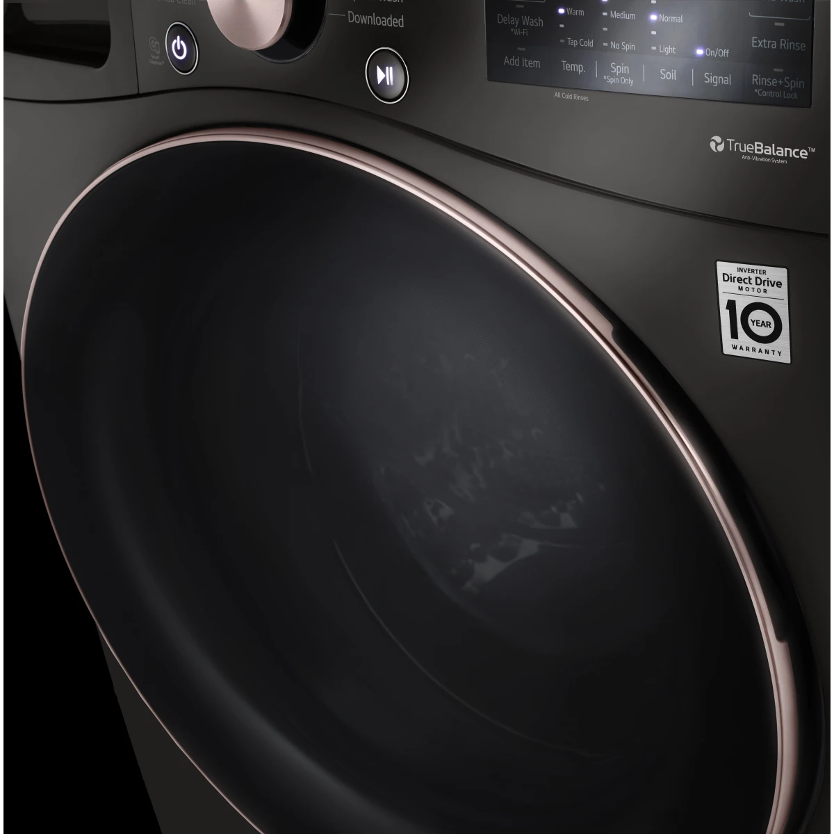 LG - WM4000HBA - 27 Inch Smart Front Load Washer with 4.5 Cu. Ft. Capacity, SenseClean™, SmartThinQ®, SmartDiagnosis™,Sanitary, Allergiene™, ColdWash™, NSF Certified, and Energy Star® Rated: Black Steel