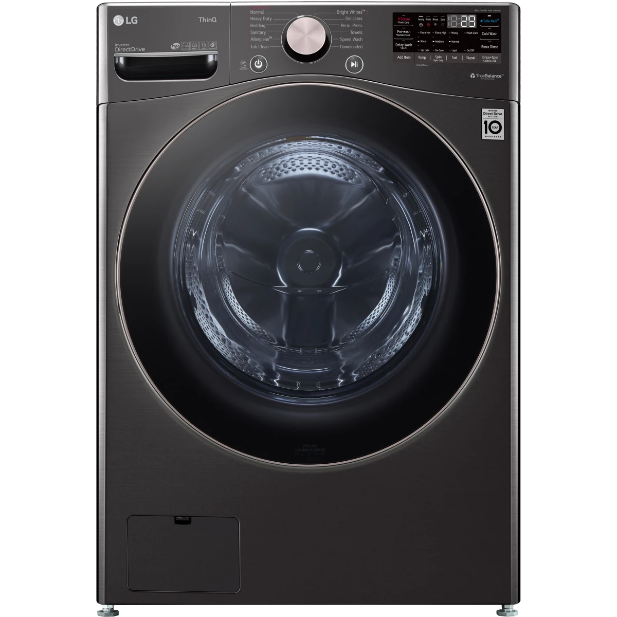 LG - WM4000HBA - 27 Inch Smart Front Load Washer with 4.5 Cu. Ft. Capacity, SenseClean™, SmartThinQ®, SmartDiagnosis™,Sanitary, Allergiene™, ColdWash™, NSF Certified, and Energy Star® Rated: Black Steel