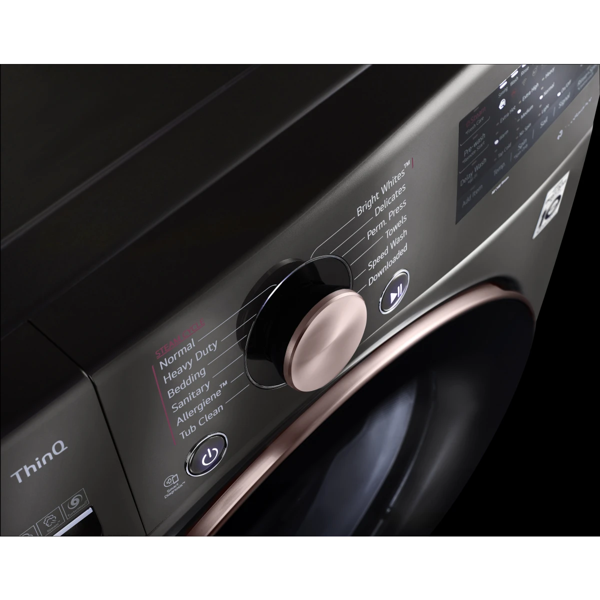 LG - WM4000HBA - 27 Inch Smart Front Load Washer with 4.5 Cu. Ft. Capacity, SenseClean™, SmartThinQ®, SmartDiagnosis™,Sanitary, Allergiene™, ColdWash™, NSF Certified, and Energy Star® Rated: Black Steel