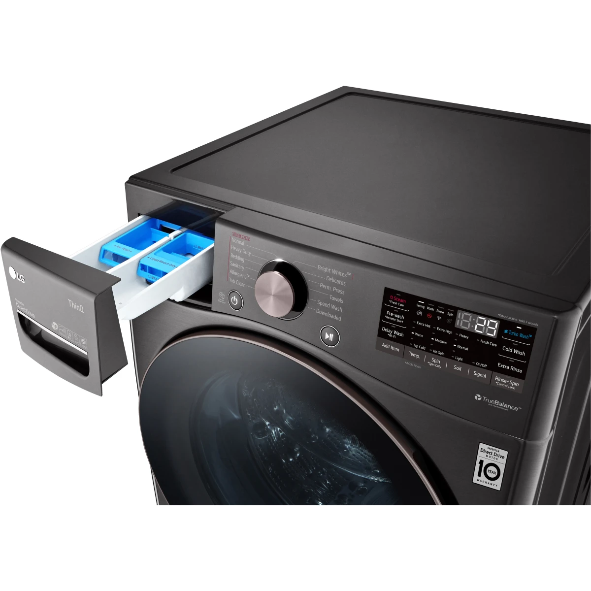 LG - WM4000HBA - 27 Inch Smart Front Load Washer with 4.5 Cu. Ft. Capacity, SenseClean™, SmartThinQ®, SmartDiagnosis™,Sanitary, Allergiene™, ColdWash™, NSF Certified, and Energy Star® Rated: Black Steel