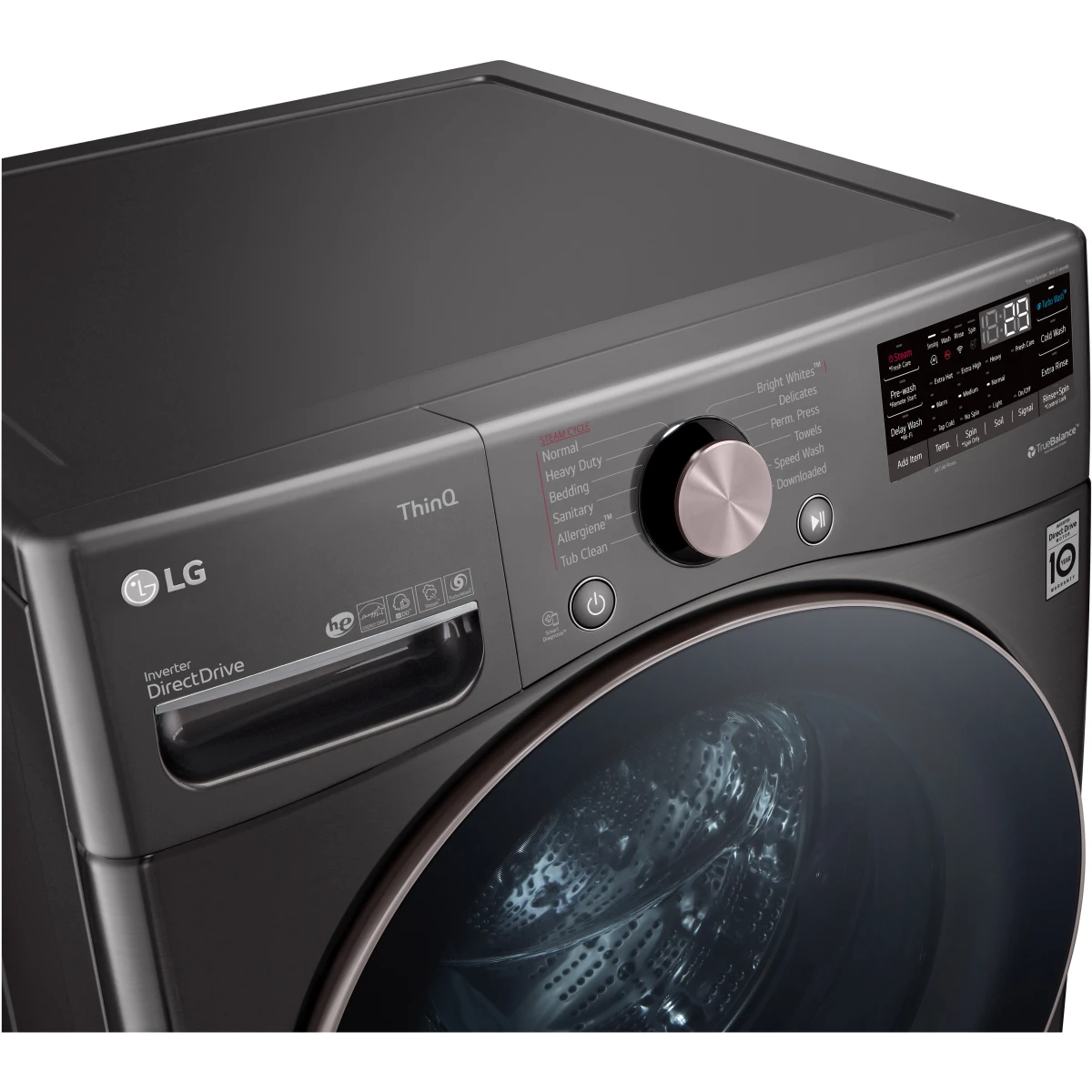 LG - WM4000HBA - 27 Inch Smart Front Load Washer with 4.5 Cu. Ft. Capacity, SenseClean™, SmartThinQ®, SmartDiagnosis™,Sanitary, Allergiene™, ColdWash™, NSF Certified, and Energy Star® Rated: Black Steel