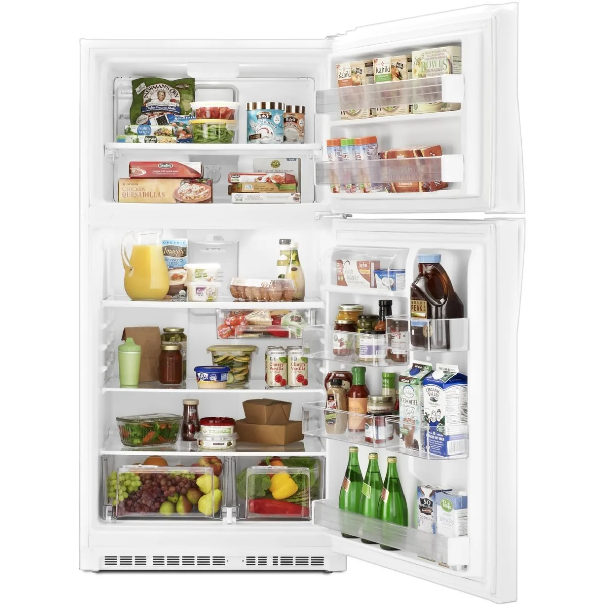 Whirlpool - WRT541SZDW - 33 Inch Top Freezer Refrigerator with 21 Cu. Ft. Total Capacity, Frameless Shelves, Flexi-Slide Bin, Humidity-Controlled Crisper, Gallon Door Storage, LED Lighting, EZ Connect Ice Maker Kit Compatible