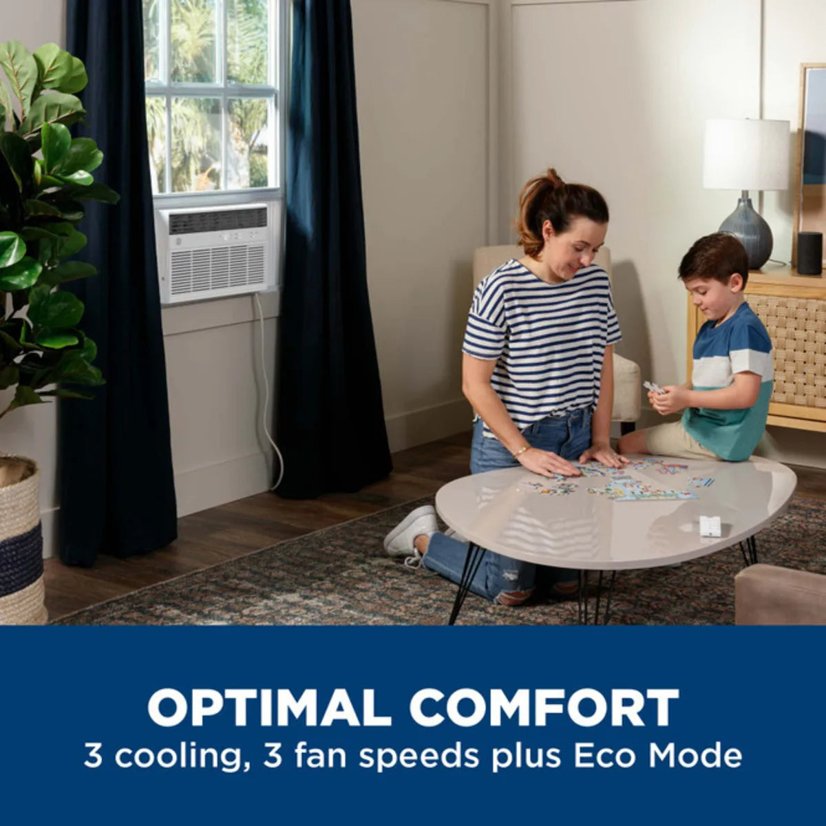 GE - AWCS24WWF - 24,000 BTU Smart Window Air Conditioner with Electronic Control, Full-Function Remote Control, and Large Rooms up to 1,500 sq. ft. Cooling Area